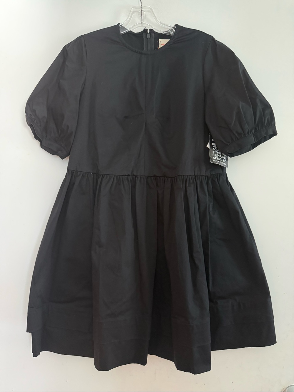 &Daughter Black Organic Cotton Poplin Puff Sleeve Babydoll Dress Size 10 — image 2 of 5